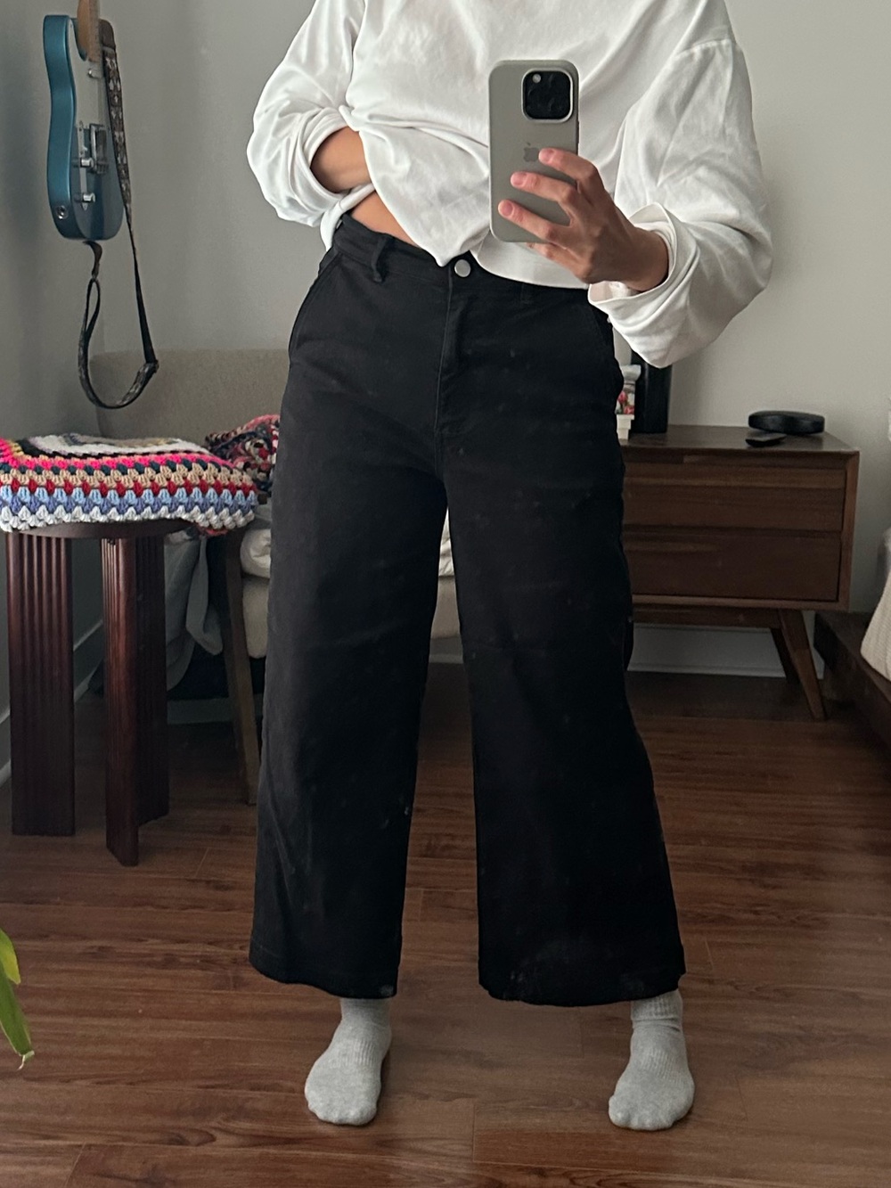 Everlane black cropped wide leg pants